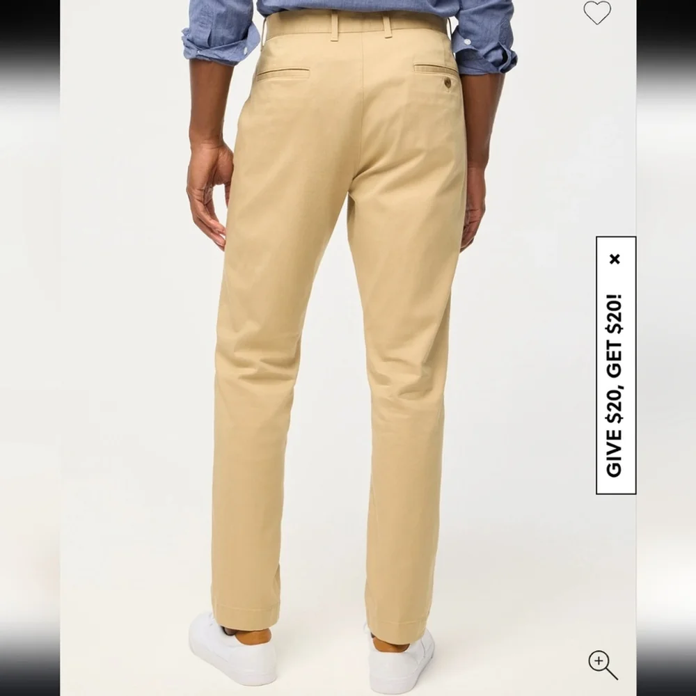 J Crew Men's The Sutton straight-fit flex khaki pant 33x32 New